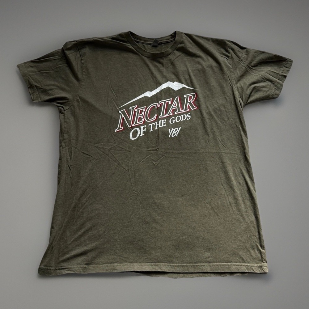 Coors Nectar of The Gods Men's T Shirt Size L Beer Graphic Short Sleeve Green